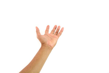 Obraz premium Symbol empty hand holding isolated on the white background.