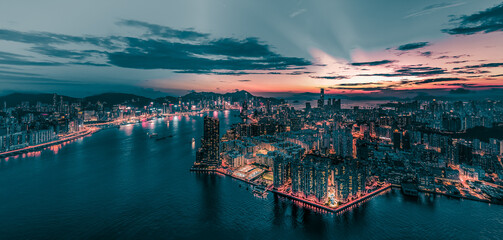 Naklejka premium Hong Kong Cityscape at panorama view