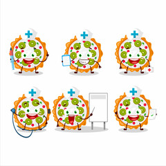 Obraz premium Doctor profession emoticon with fruit tart cartoon character