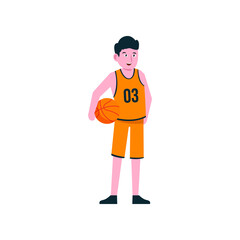 handsome basketball player sportman cartoon character vector illustration design eps.10