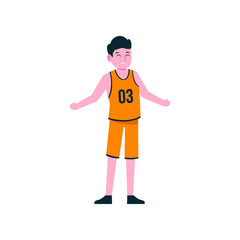 happy basketball player sportman cartoon character vector illustration design eps.10