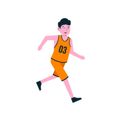 Fototapeta na wymiar running basketball player sportman cartoon character vector illustration design eps.10