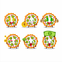 Fruit tart cartoon character with cute emoticon bring money