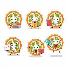 Fototapeta premium A picture of fruit tart cartoon character concept reading an amusing book