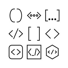 brackets set icon on white background	
