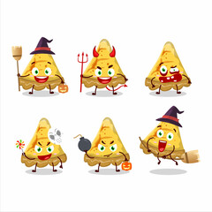Halloween expression emoticons with cartoon character of slice of custard tart