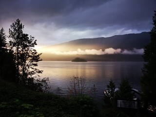 sunset over the lake