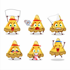 Mascot design style of slice of custard tart character as an attractive supporter
