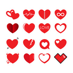collection of heart illustrations. can be used for logos, icons and symbols. vector set. 