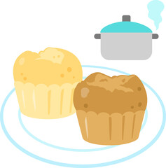 皿に乗せた蒸しパン