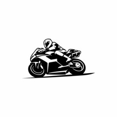 biker riding motorcycle vector on white background © winana