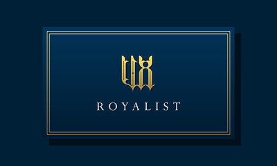 Royal vintage intial letter UX logo.