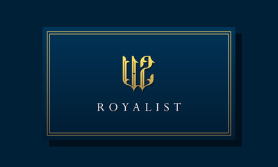 Naklejka na ściany i meble Royal vintage intial letter UZ logo.