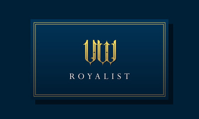 Royal vintage intial letter VW logo.