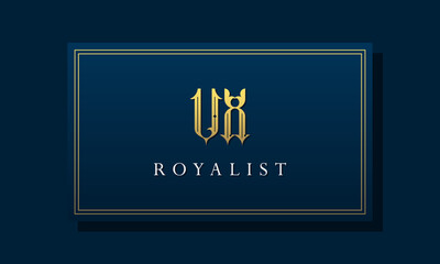 Royal vintage intial letter VX logo.