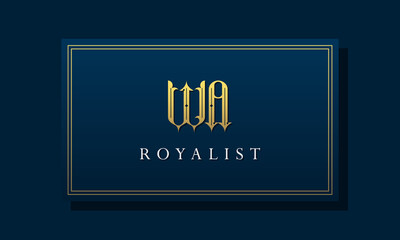 Royal vintage intial letter WA logo.