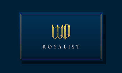 Royal vintage intial letter WD logo.