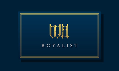 Royal vintage intial letter WH logo.