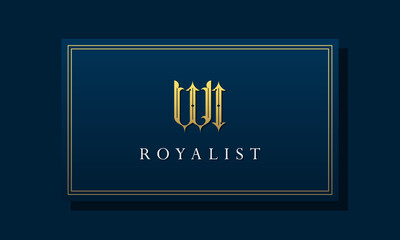 Royal vintage intial letter WI logo.