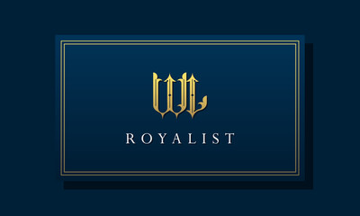 Royal vintage intial letter WL logo.
