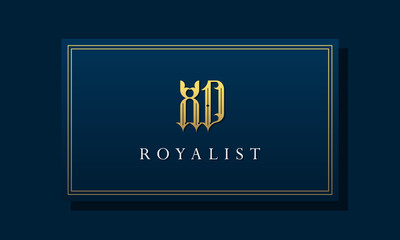 Royal vintage intial letter XD logo.