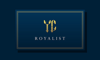 Royal vintage intial letter YC logo.