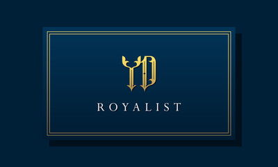 Royal vintage intial letter YD logo.
