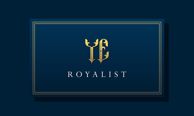 Royal vintage intial letter YE logo.