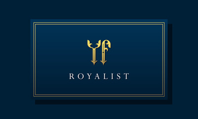 Royal vintage intial letter YF logo.