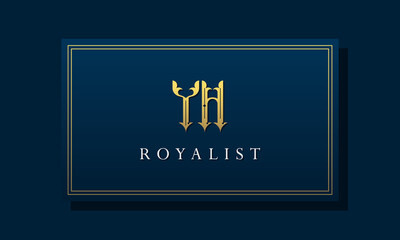 Royal vintage intial letter YH logo.