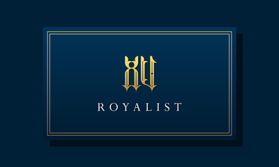 Royal vintage intial letter XV logo.