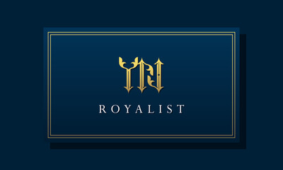 Royal vintage intial letter YN logo. - obrazy, fototapety, plakaty