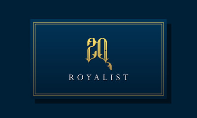 Royal vintage intial letter ZQ logo.