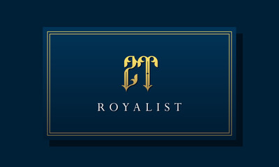 Royal vintage intial letter ZT logo.