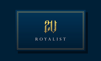 Royal vintage intial letter ZU logo.