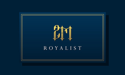 Royal vintage intial letter ZM logo.