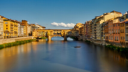 Florence is a charming Italian town in Italy. View of the goldsmiths' bridge, a fragment of architecture