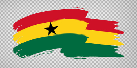 Flag Republic of Ghana  from brush strokes. Waving Flag Ghana on transparent background for your web site design, app, UI. Stock vector.  EPS10.
