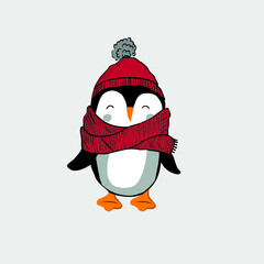 Flat style Penguin Icon.Animal Vector.Illustration