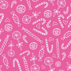 Foto auf Leinwand Doodle sweets candy vector pattern © Tata Che