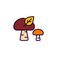 Mushrooms in a forest. Pixel perfect, editable stroke colorful line art icon