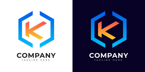 Initial letter k logo vector design template. Modern gradient style k logo design.