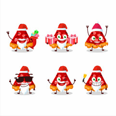 Fototapeta premium Santa Claus emoticons with slice of strawberry tart cartoon character