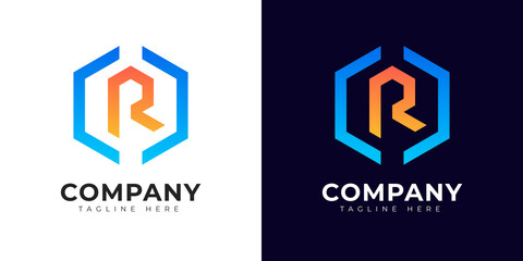 Obraz premium Initial letter r logo vector design template. Modern gradient style r logo design.