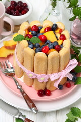 cake with berries