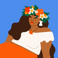 Illustration of woman wearing flower crown