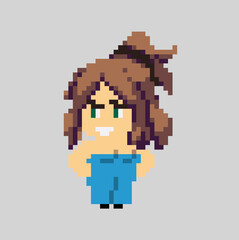 Obraz premium Woman pixel character in art style