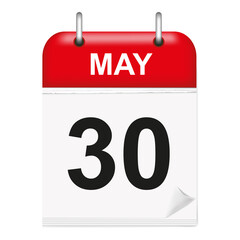 May day 30. Daily calendar icon.Flat style.Month and date.