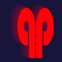 double p res vector 3d render of a symbol on vintage background