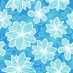 seamless background with blue flowers